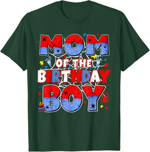 Mom of The Birthday Boy Family Spider Birthday Mommy Mother T-Shirt - T-Shirt | Forest