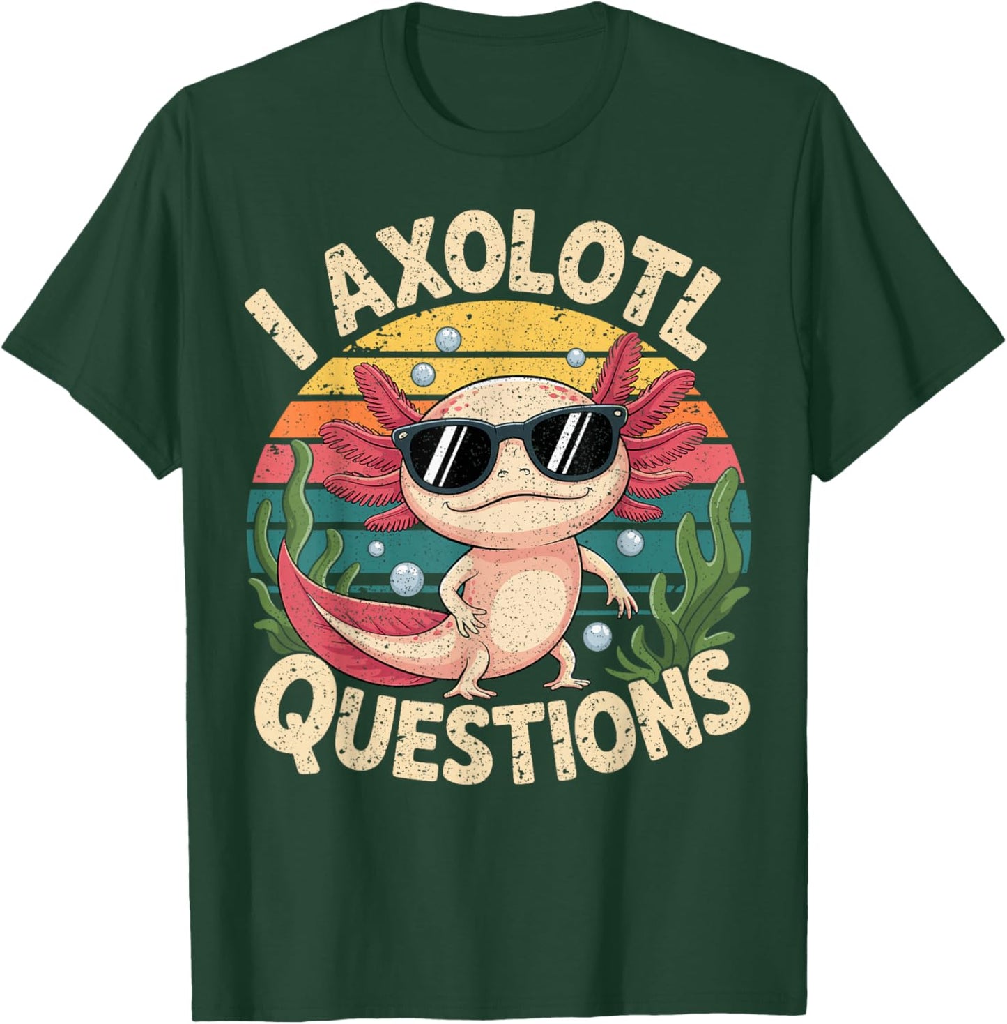 I Axolotl Questions Adults Youth Kids Retro Axolotl T-Shirt - T-Shirt | Forest