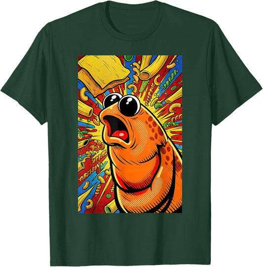 Marcus The Worm with Pasta Funny Meme Retro Comic Style T-Shirt - T-Shirt | Forest