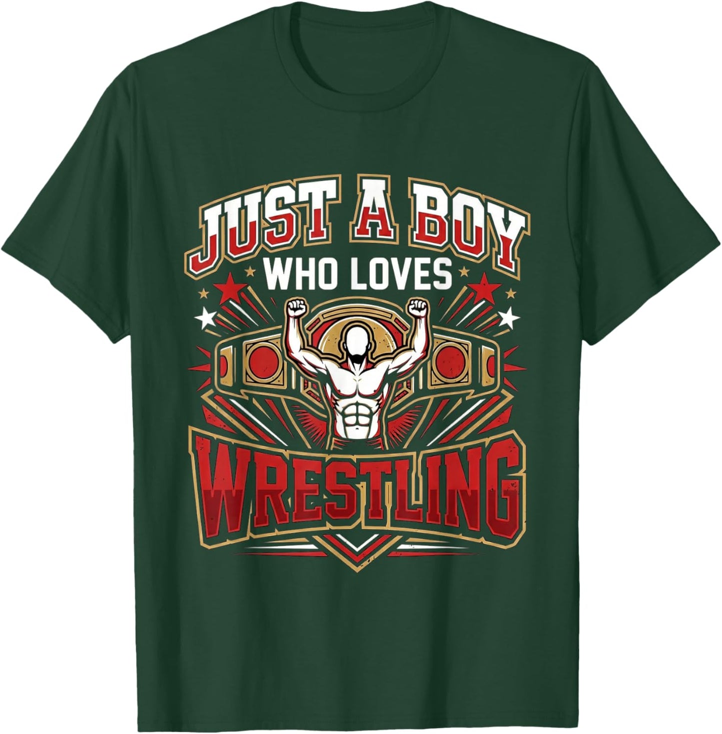 Just a Boy Who Loves Wrestling for Kids Fans Men T-Shirt - T-Shirt | Forest