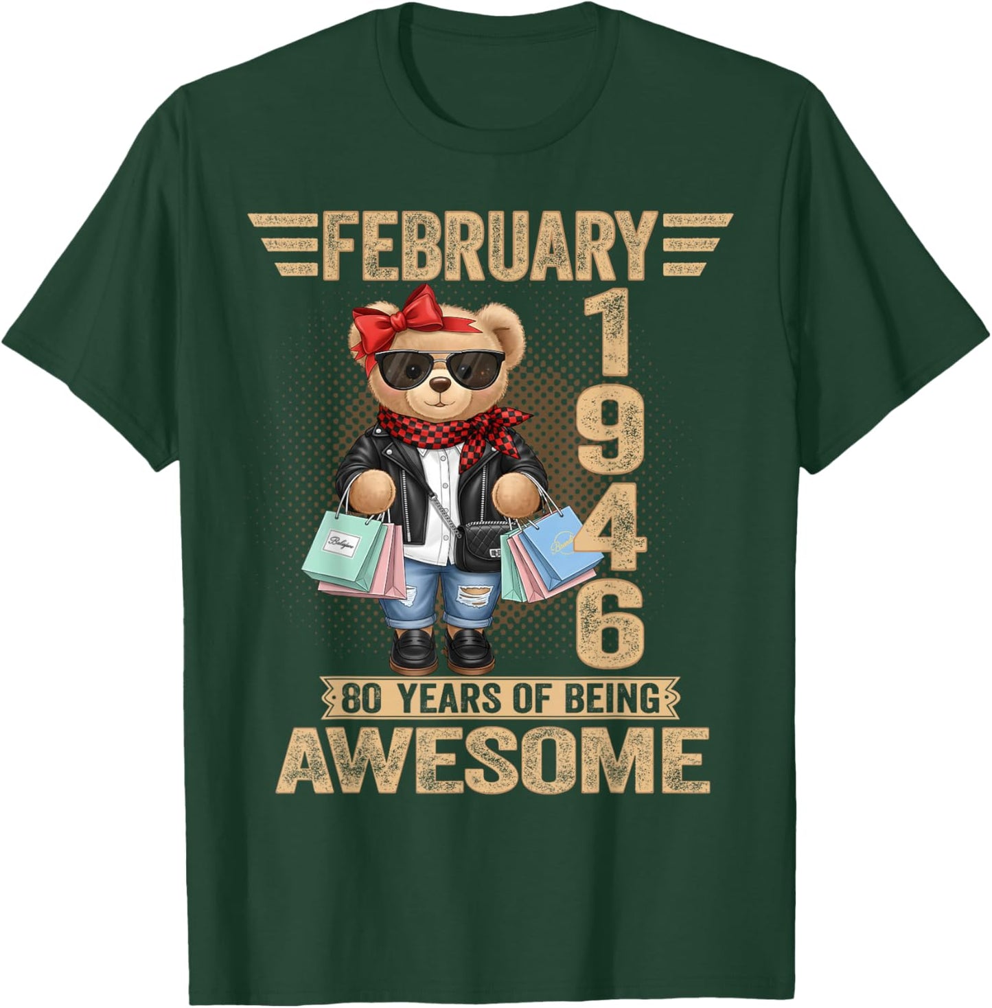 80 Year Old February 1946 Teddy Bear 80th Birthday Women T-Shirt - T-Shirt | Forest