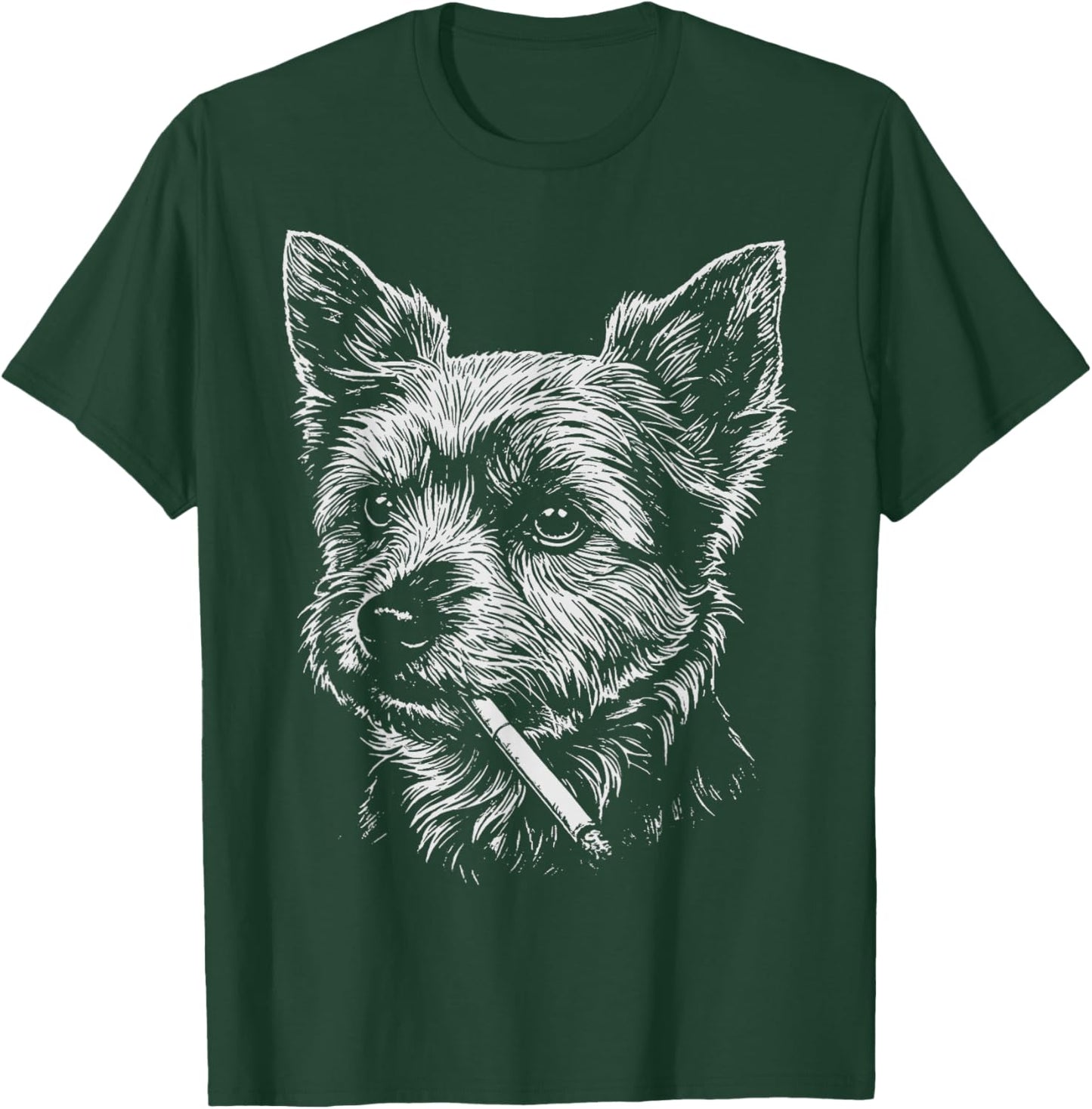 Yorkie Meme Funny Dog Smoking Cigarette T-Shirt - T-Shirt | Forest