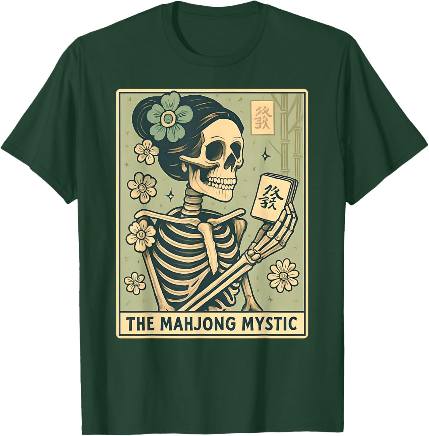 Mahjong Tarot Card Funny Skeleton Matching Mahjong Club T-Shirt - T-Shirt | Forest