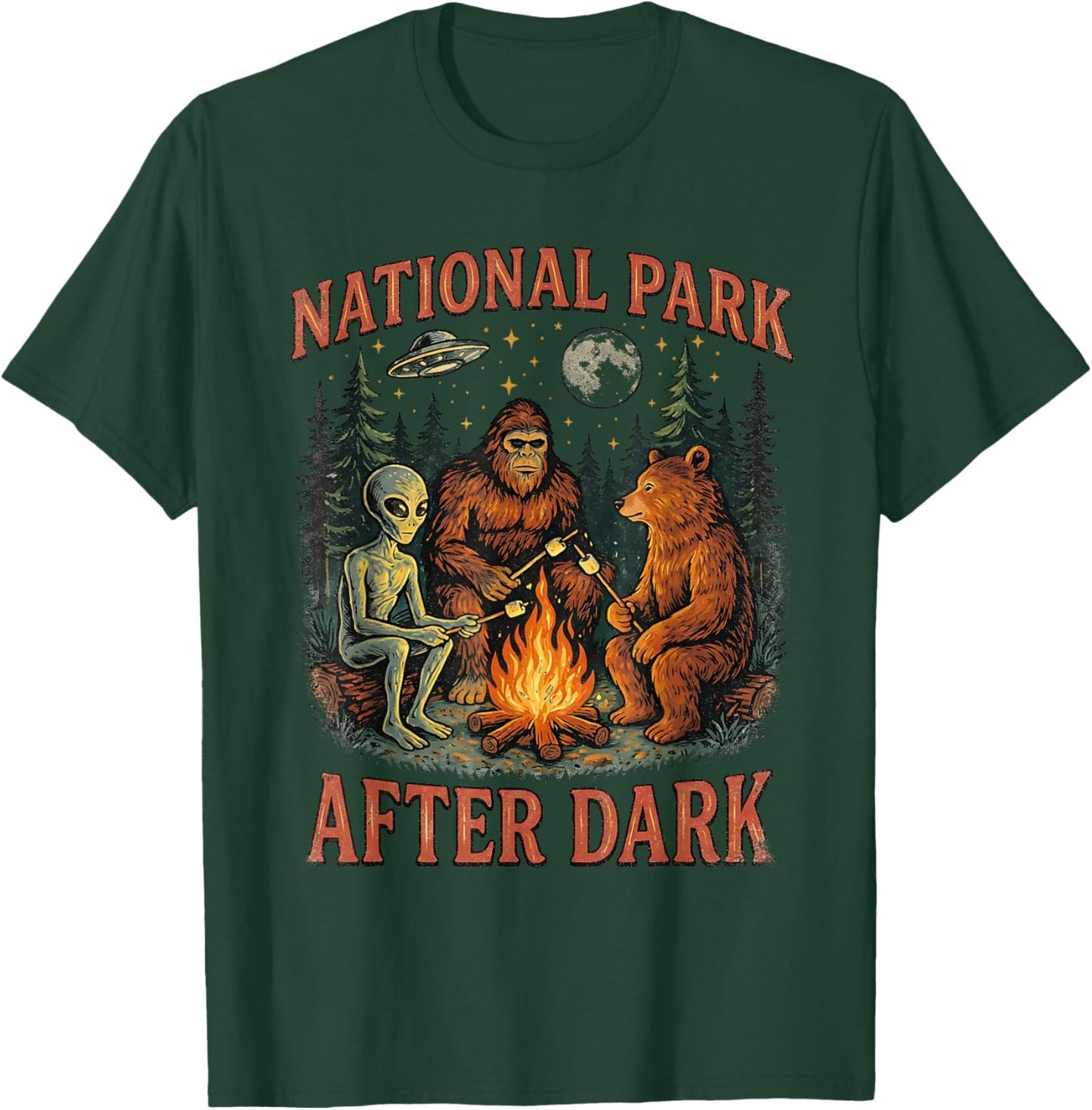 Bigfoot National Park After Dark Funny Sarcastic Humor Joke T-Shirt - T-Shirt | Forest