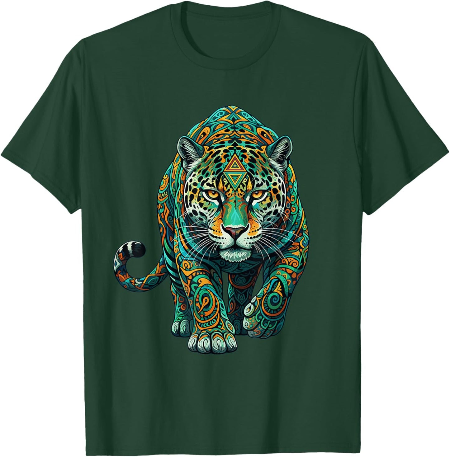 Mandala Spiritual Jaguar Zen Art Mindfulness Wisdom Yoga T-Shirt - T-Shirt | Forest