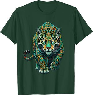 Mandala Spiritual Jaguar Zen Art Mindfulness Wisdom Yoga T-Shirt - T-Shirt | Forest