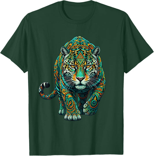 Mandala Spiritual Jaguar Zen Art Mindfulness Wisdom Yoga T-Shirt - T-Shirt | Forest