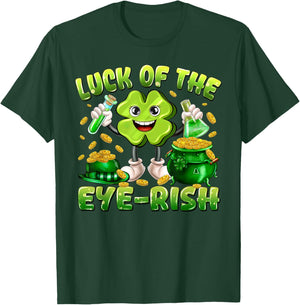 Luck of The Eye-Rish Shamrock St Patrick's Day Optometry Eye T-Shirt - T-Shirt | Forest