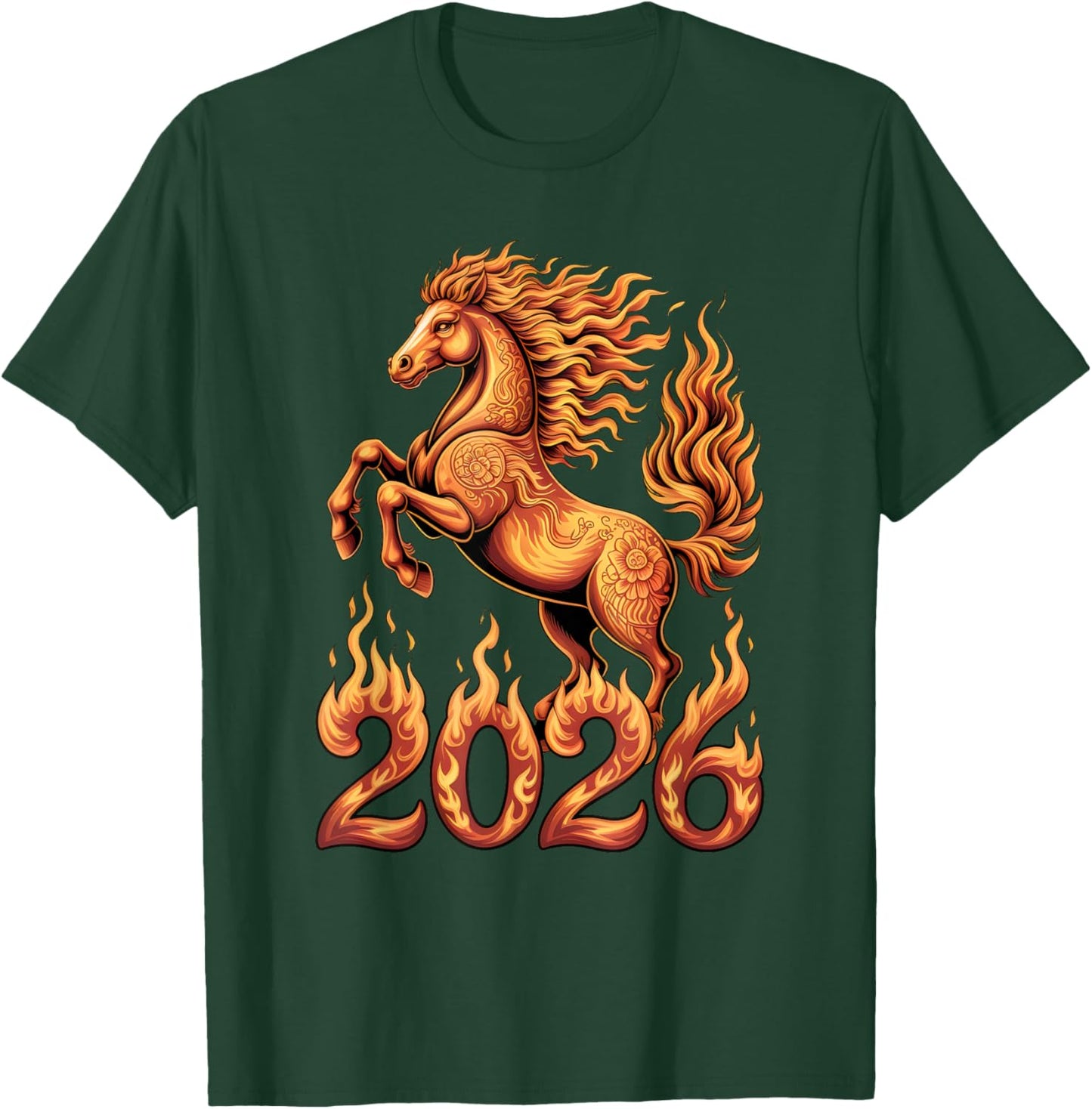 Year of The Horse 2026 Chinese New Year Fire Horse Lunar New T-Shirt - T-Shirt | Forest