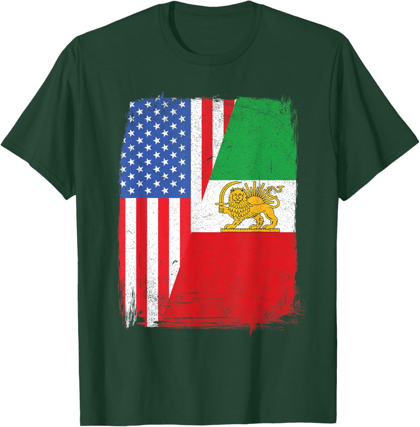 Persian American Flag USA Persia Roots Heritage T-Shirt - T-Shirt | Forest