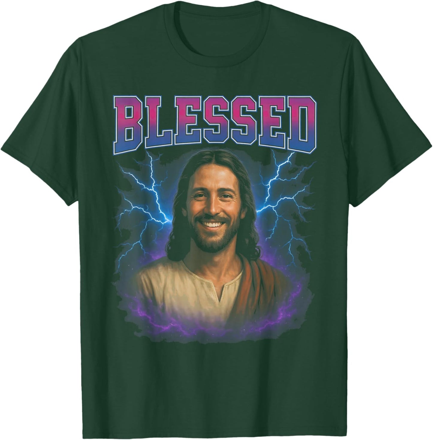 Blessed Jesus - Funny Cringy Meme Overloaded Christian T-Shirt - T-Shirt | Forest