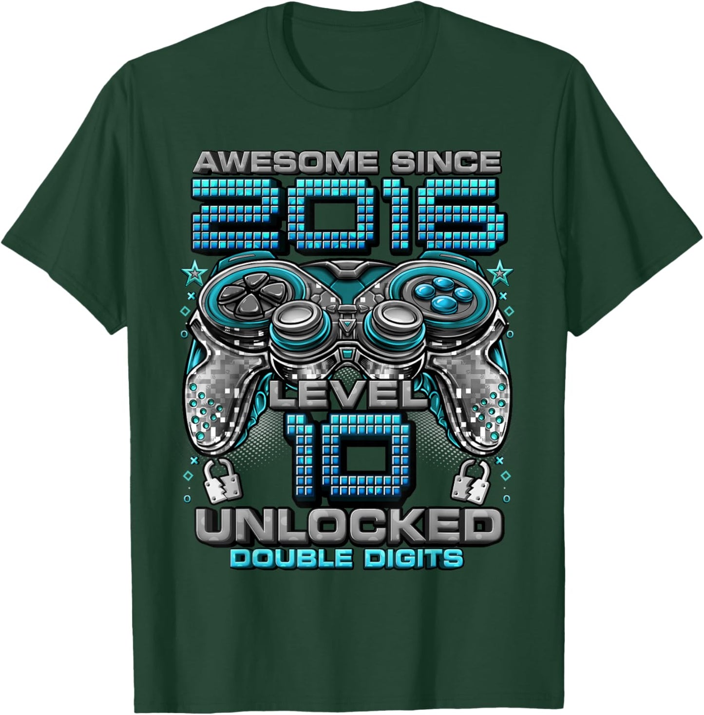 Level 10 Unlocked Awesome Since 2016 10th Birthday Gaming T-Shirt - T-Shirt | Forest