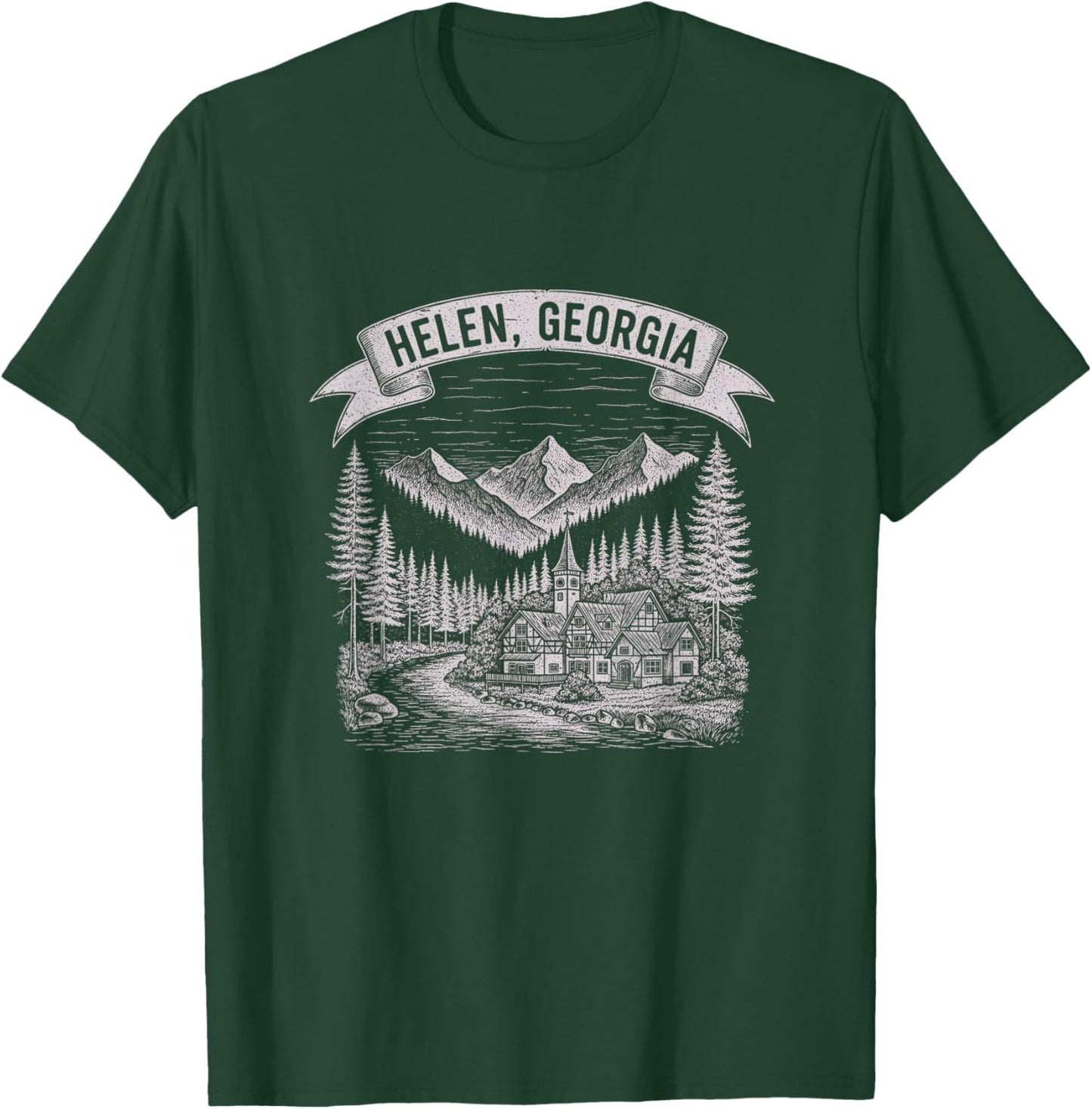 Vintage Helen Georgia Sketch Art Design T-Shirt - T-Shirt | Forest