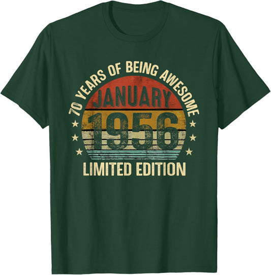 January Birthday Est 1956 Limited Edition Vintage 70th T-Shirt - T-Shirt | Forest
