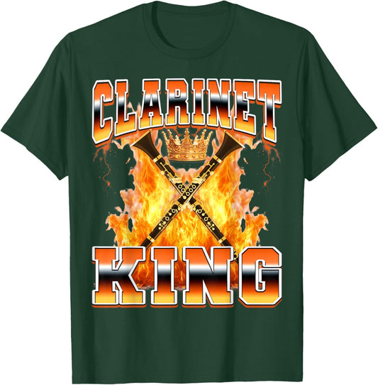 Clarinet King Instrument Clarinet Player Clarinetist 90s T-Shirt - T-Shirt | Forest