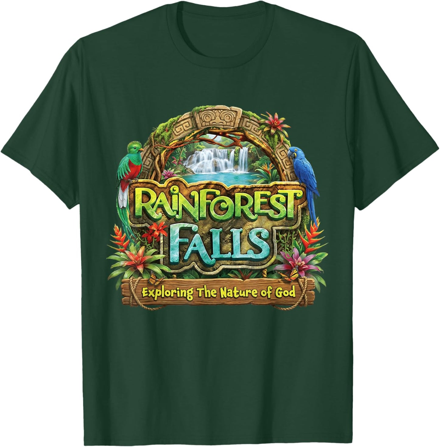 Funny VBS 2026 Rainforest Falls Exploring The Nature of God T-Shirt - T-Shirt | Forest