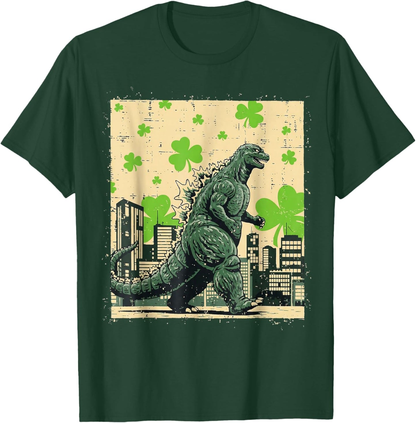 Vintage Japanese Art Kaiju St Patrick's Day Men Women T-Shirt - T-Shirt | Forest