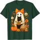 Groovy Floral Vintage Halloween Ghost Reading Book Cat Lover T-Shirt - T-Shirt | Forest