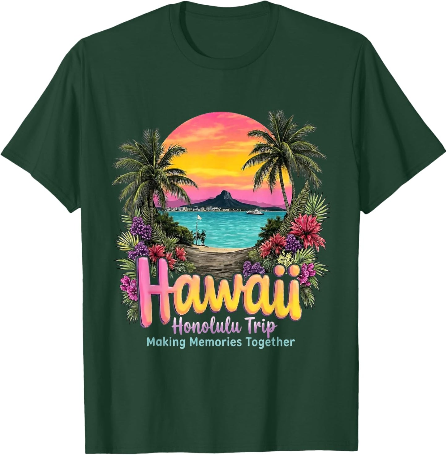 Tropical Hawaii Island Cruise Adventure Waikiki Honolulu T-Shirt - T-Shirt | Forest