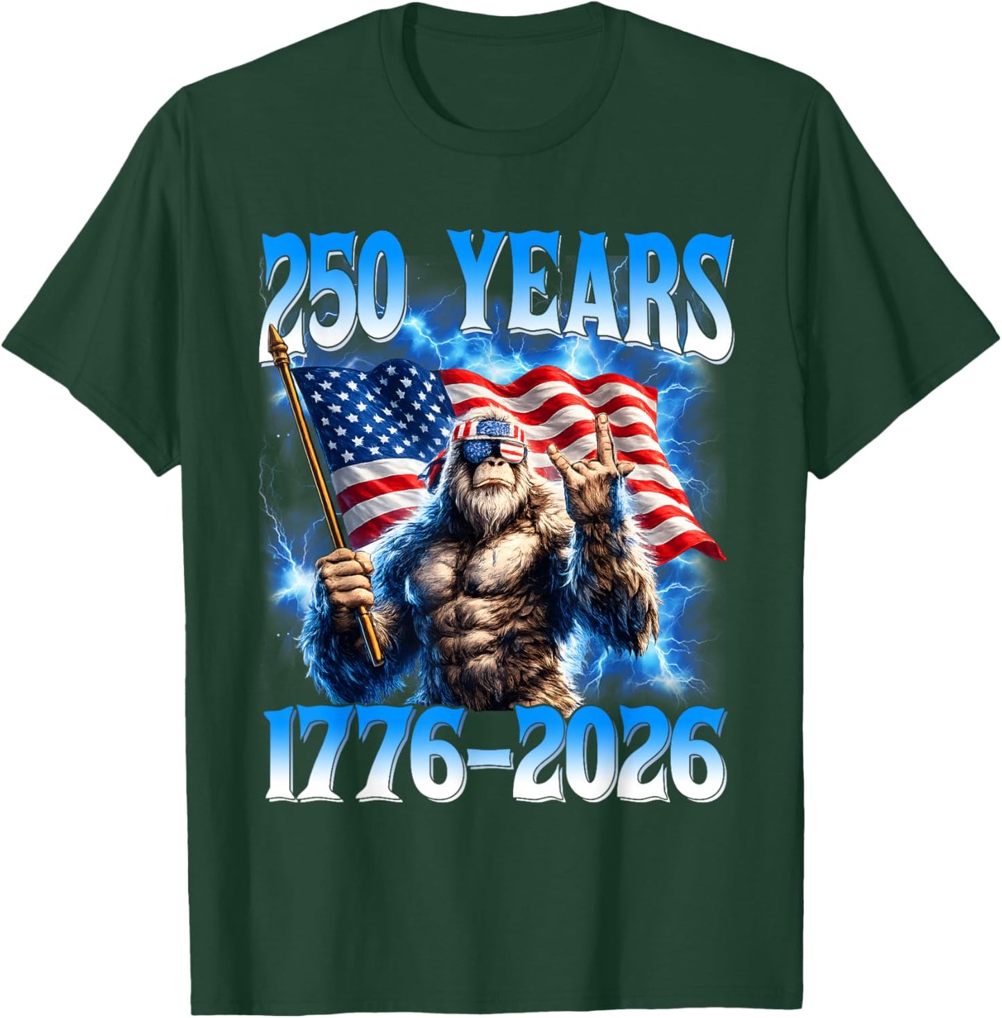 250 Years American 1776 2026 250th USA Patriotic 4th of July T-Shirt - T-Shirt | Forest