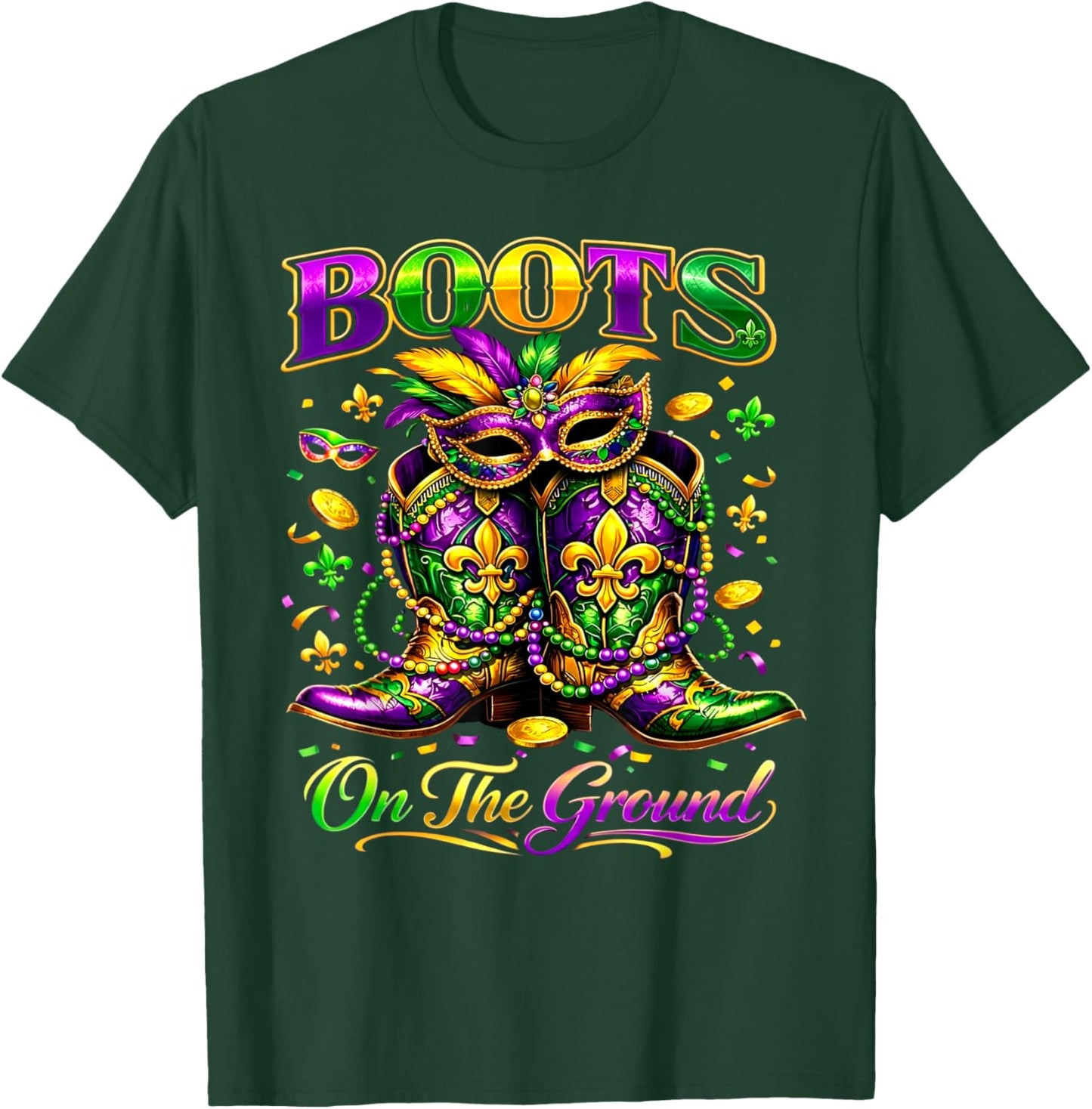 Mardi Gras Boots On The Ground Cowgirl Western Black History T-Shirt - T-Shirt | Forest