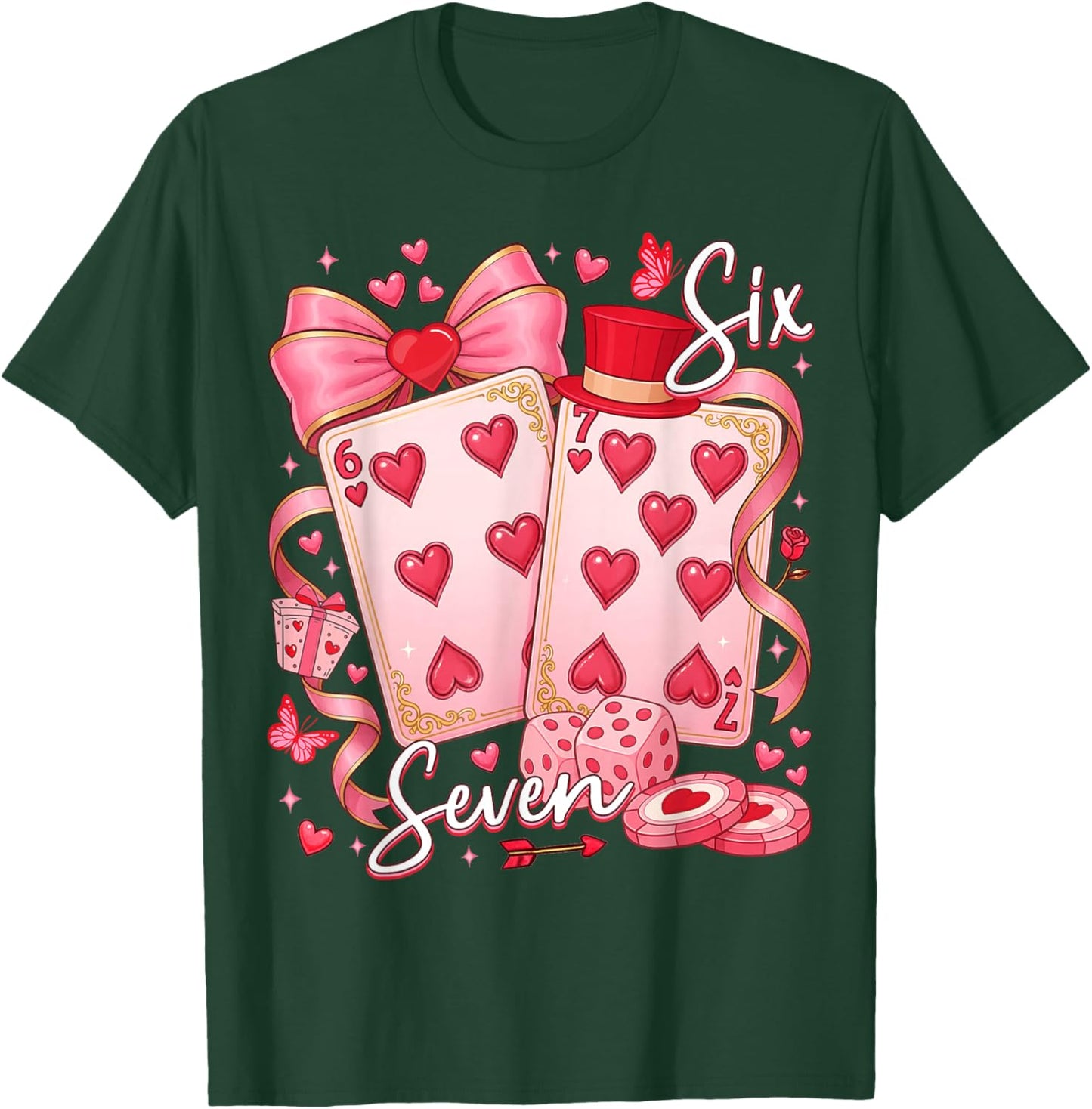 Funny Meme Six Seven 67 Valentine Playing Cards 67 Men Women T-Shirt - T-Shirt | Forest