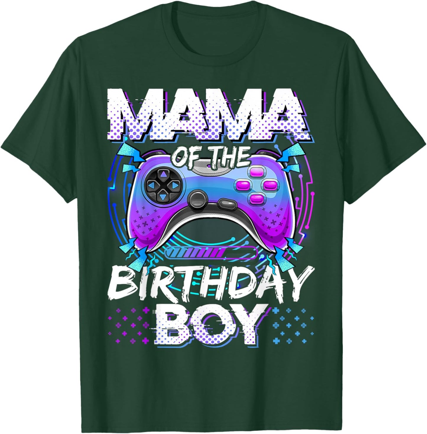 Mama of The Birthday Boy Video Game Controller Matching T-Shirt - T-Shirt | Forest