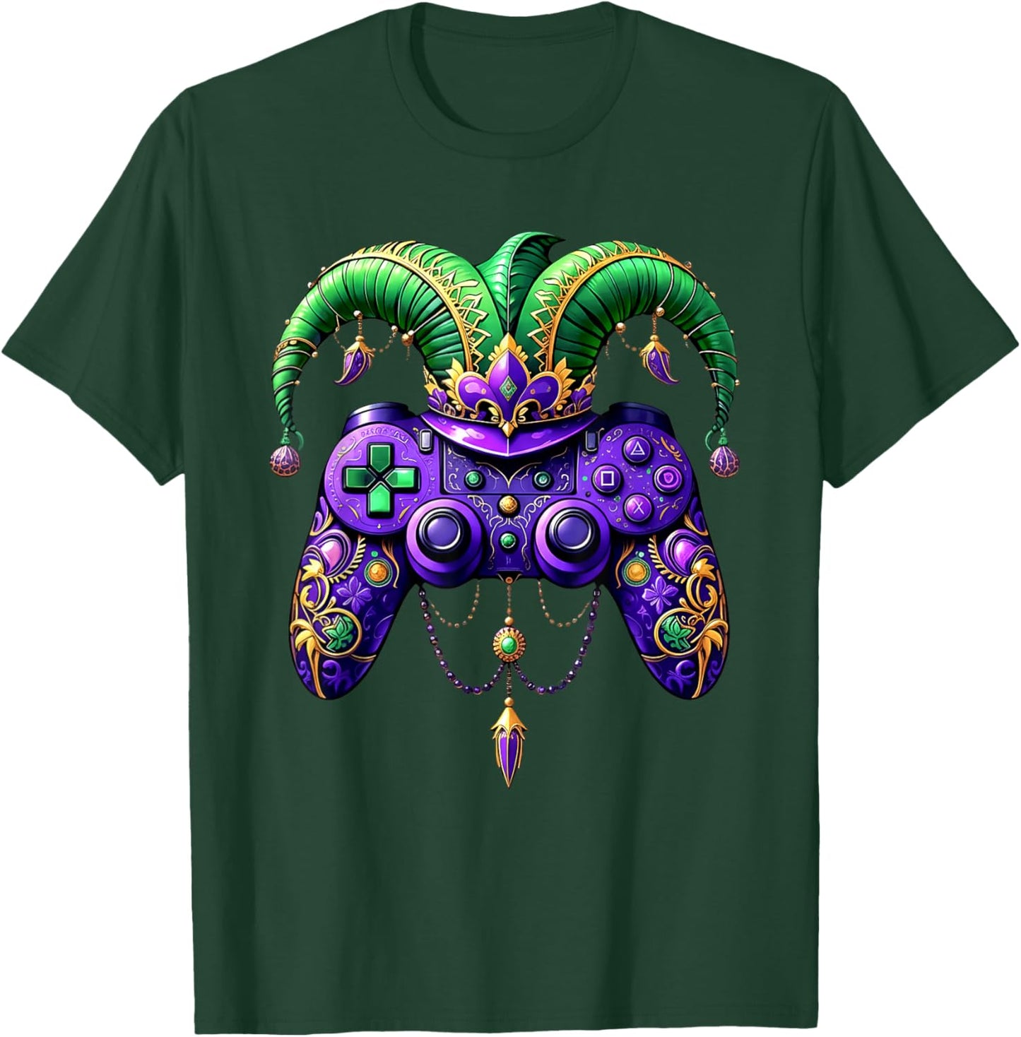Mardi Gras Video Game Controller Jester Mask Kids Boys T-Shirt - T-Shirt | Forest