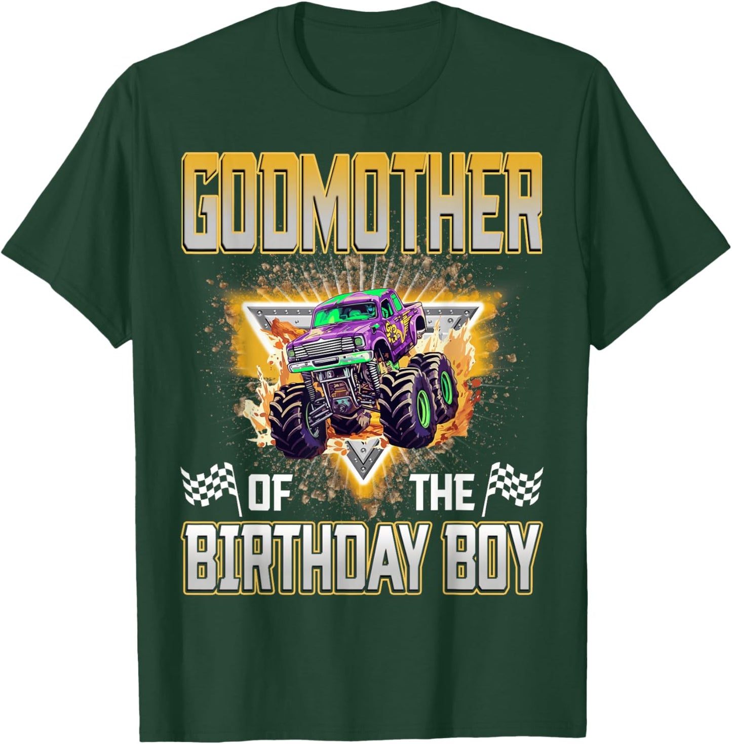 Godmother of The Birthday Boy Monster Truck Birthday Family T-Shirt - T-Shirt | Forest