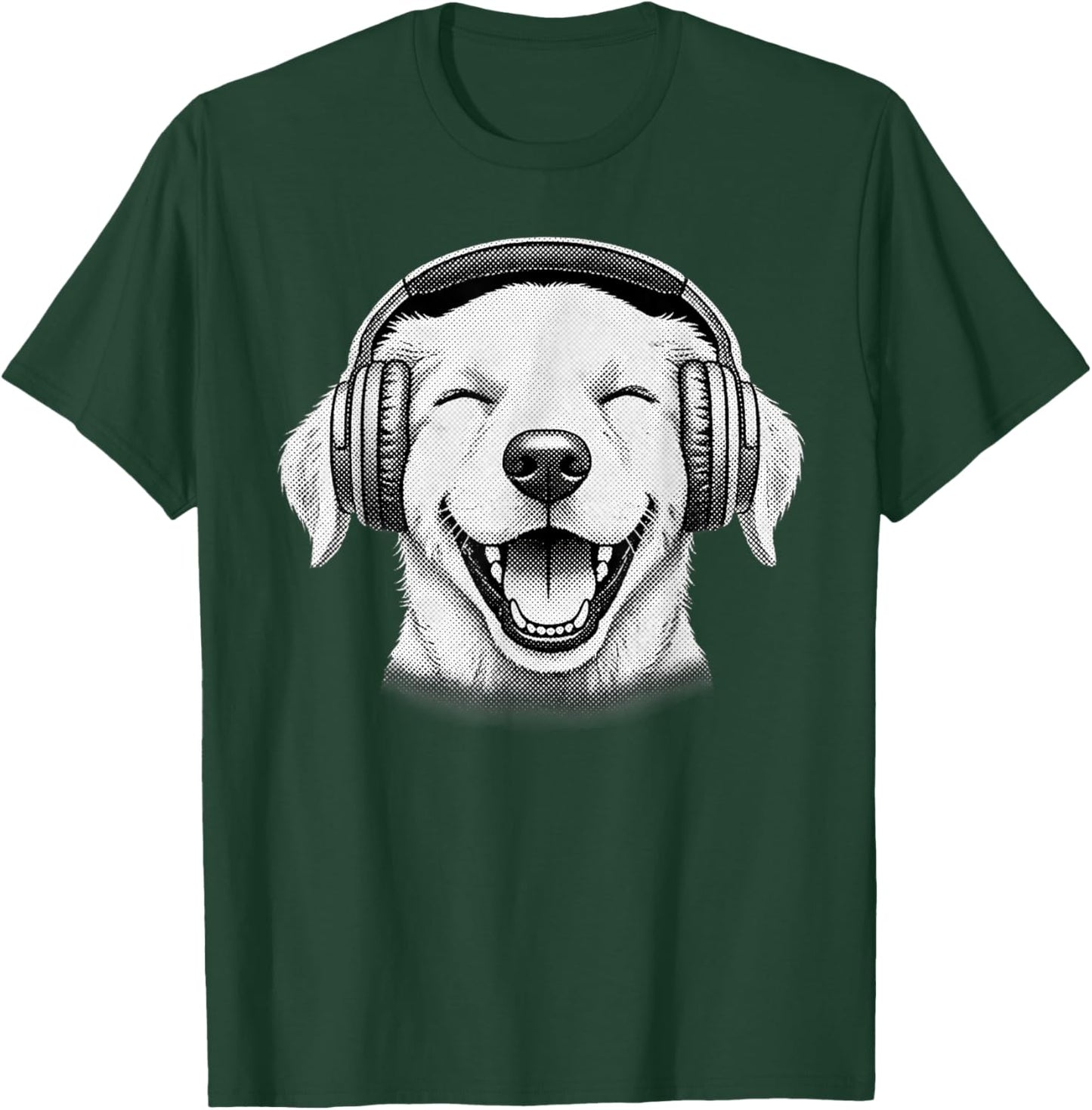 Cute Headphones Dog Funny Grunge Silly Graphic T-Shirt - T-Shirt | Forest