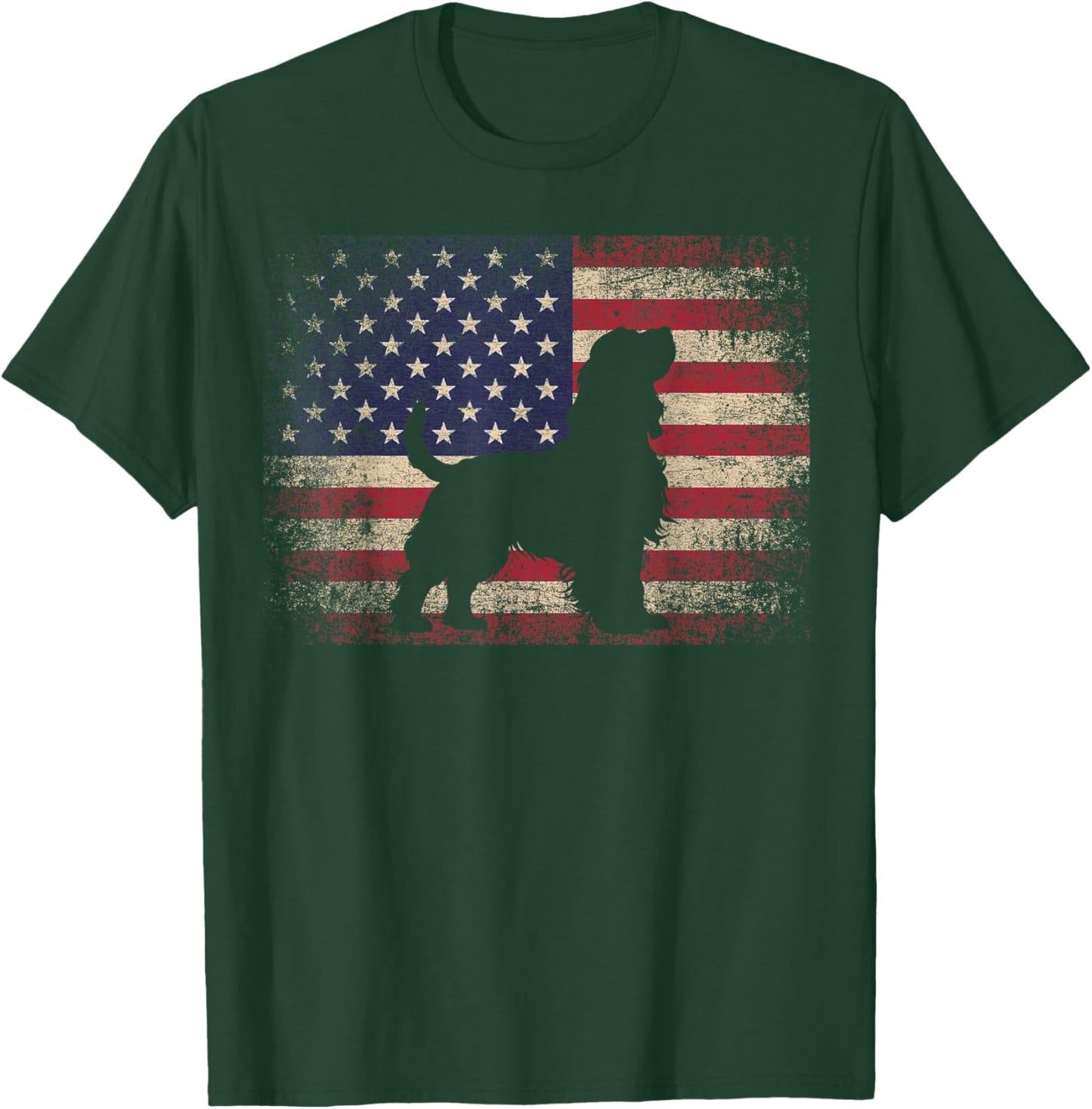 Cocker Spaniel Dog - 4th of July American Flag Vintage T-Shirt - T-Shirt | Forest