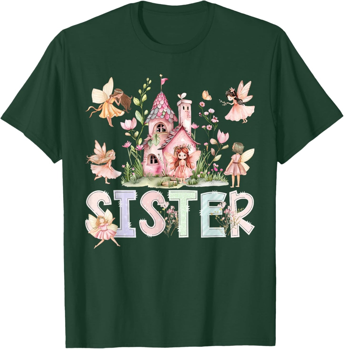 Sister Fairy Magical Floral Birthday Girl Fairytale Family T-Shirt - T-Shirt | Forest