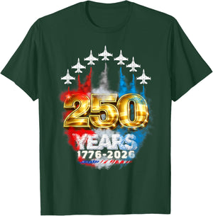 250 Years American 1776 2026 America 250th Fourth of July T-Shirt - T-Shirt | Forest