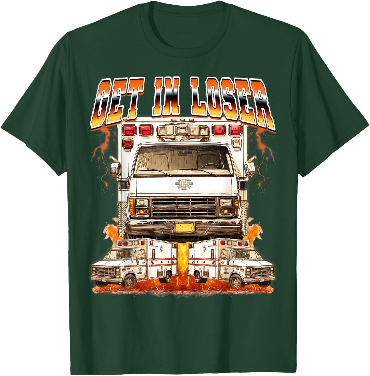 Ambulance Driver EMT 90s Bootleg T-Shirt - T-Shirt | Forest