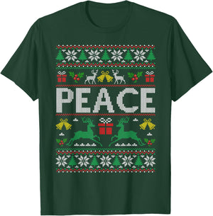 Peace I Come in Peace Couple Matching Ugly Christmas Sweater T-Shirt - T-Shirt | Forest