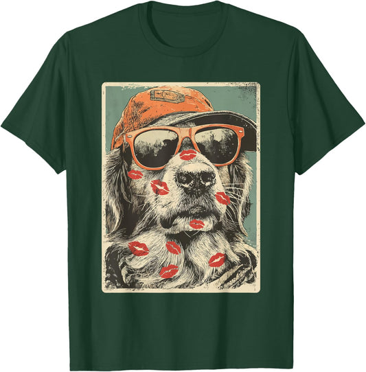 Golden Retriever with Sunglasses Kisses Valentine's Day T-Shirt - T-Shirt | Forest