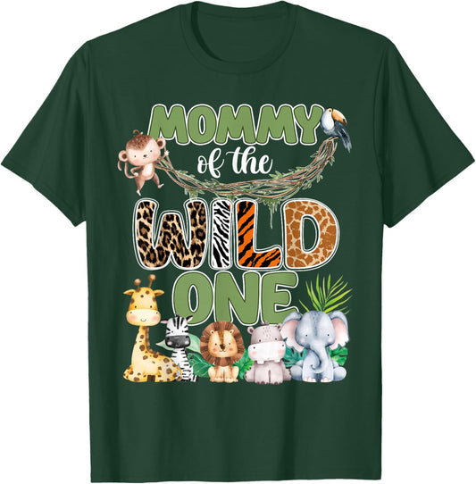 Mommy of The Wild One 1St Birthday Family Safari Jungle T-Shirt - T-Shirt | Forest
