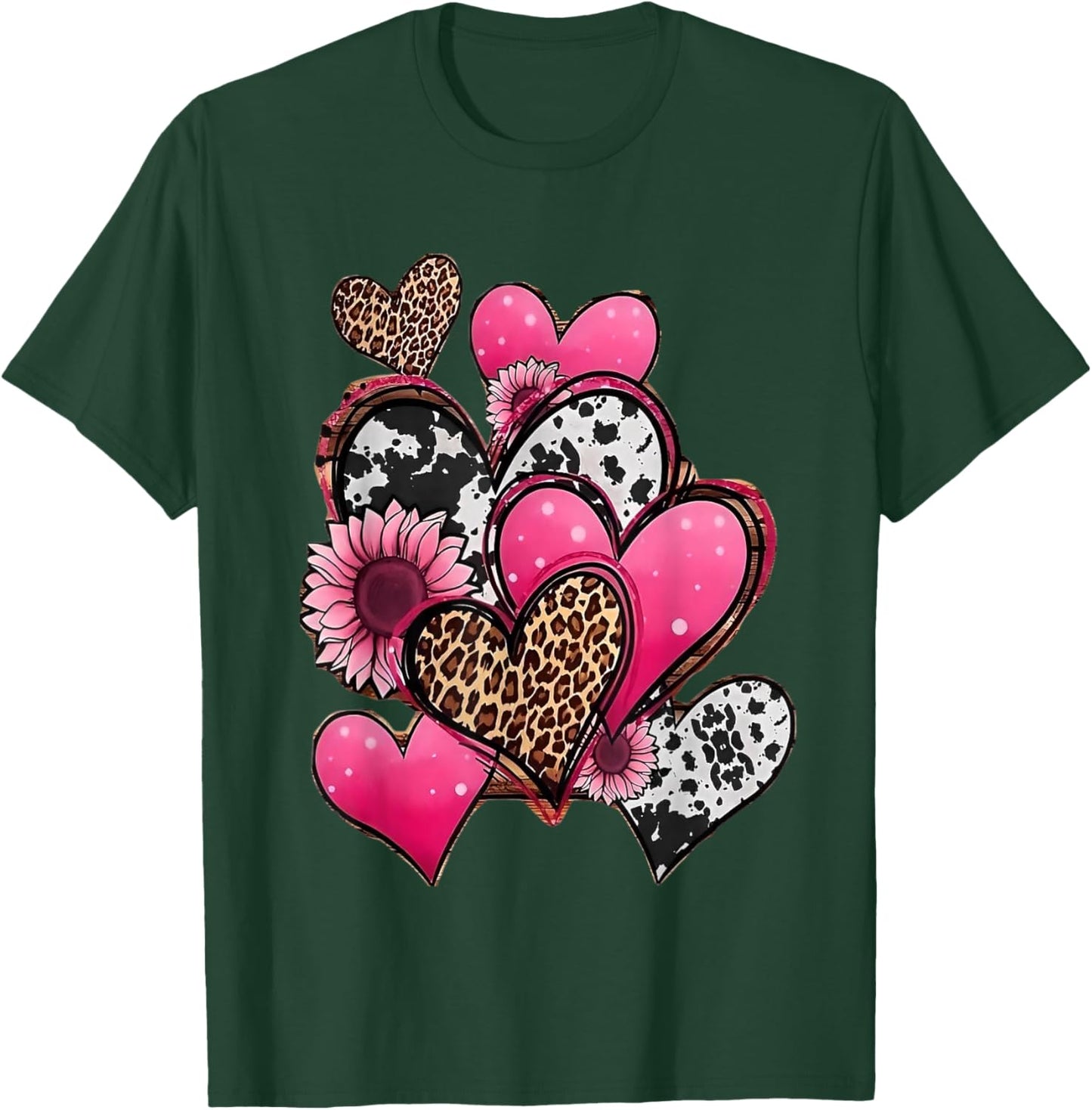 Red haerts and Leopard Hearts T-Shirt - T-Shirt | Forest