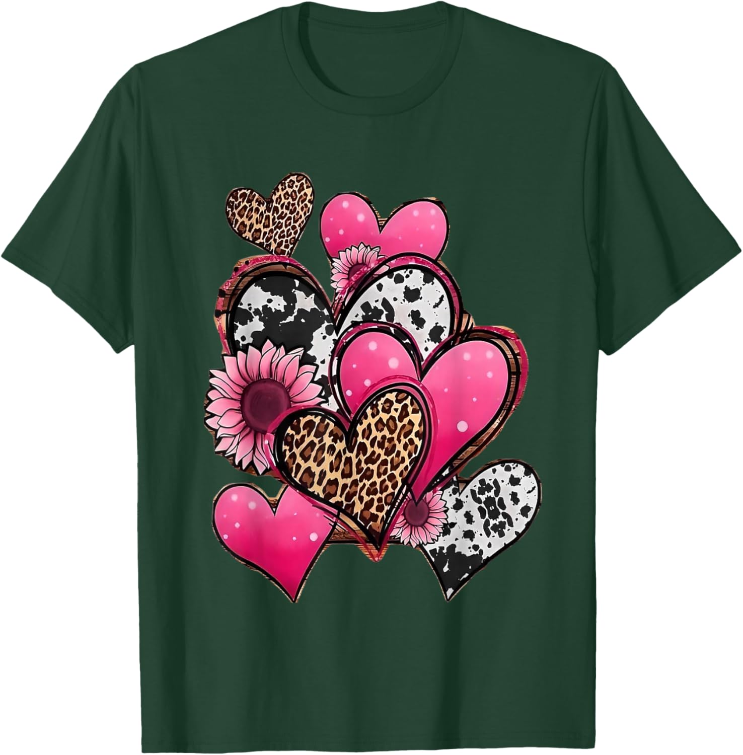 Red haerts and Leopard Hearts T-Shirt - T-Shirt | Forest
