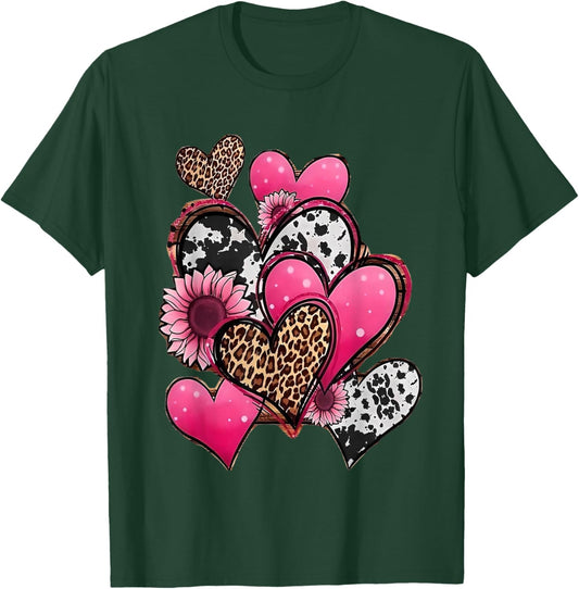 Red haerts and Leopard Hearts T-Shirt - T-Shirt | Forest