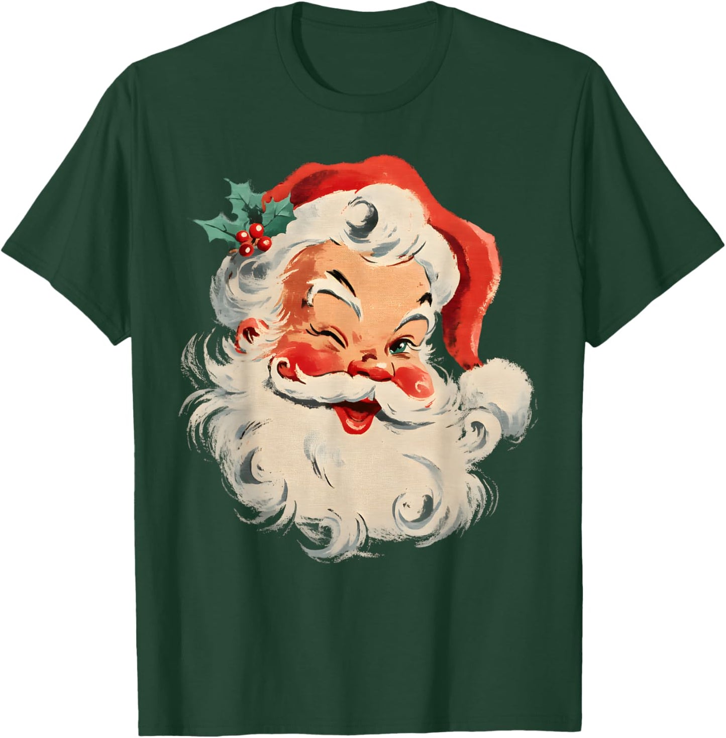 Vintage Retro Merry Christmas Cool Santa Claus Face T-Shirt - T-Shirt | Forest