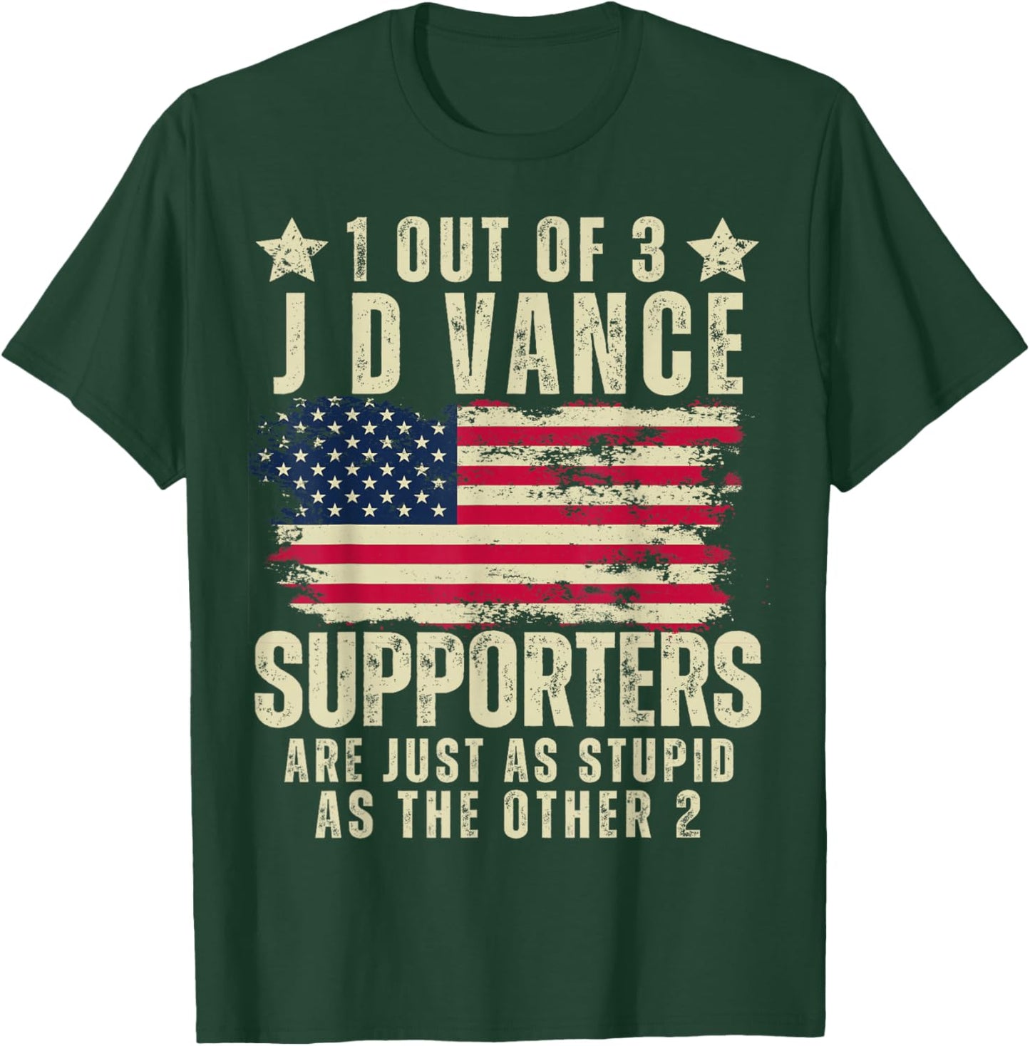 Funny Anti JD Vance Stupid Joke American Flag USA Humor T-Shirt - T-Shirt | Forest