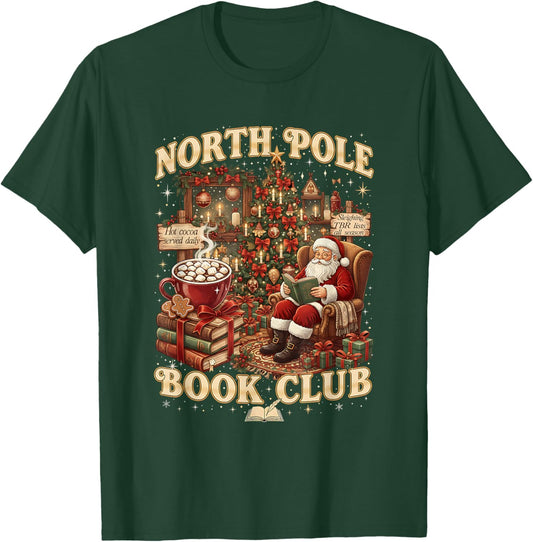 North Pole Book Club Cozy Christmas Reading Gift T-Shirt - T-Shirt | Forest