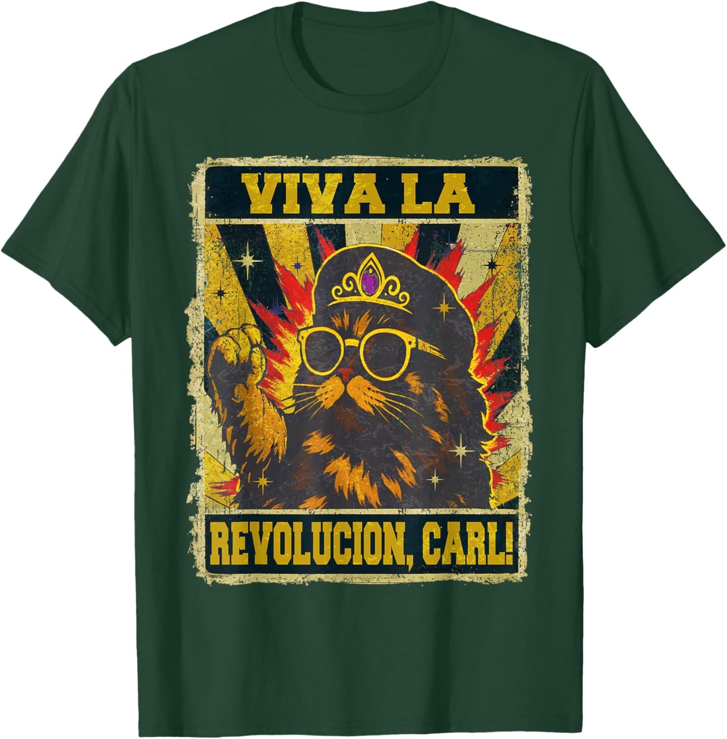 Viva La Revolucion Carl Funny Cat Lover T-Shirt - T-Shirt | Forest