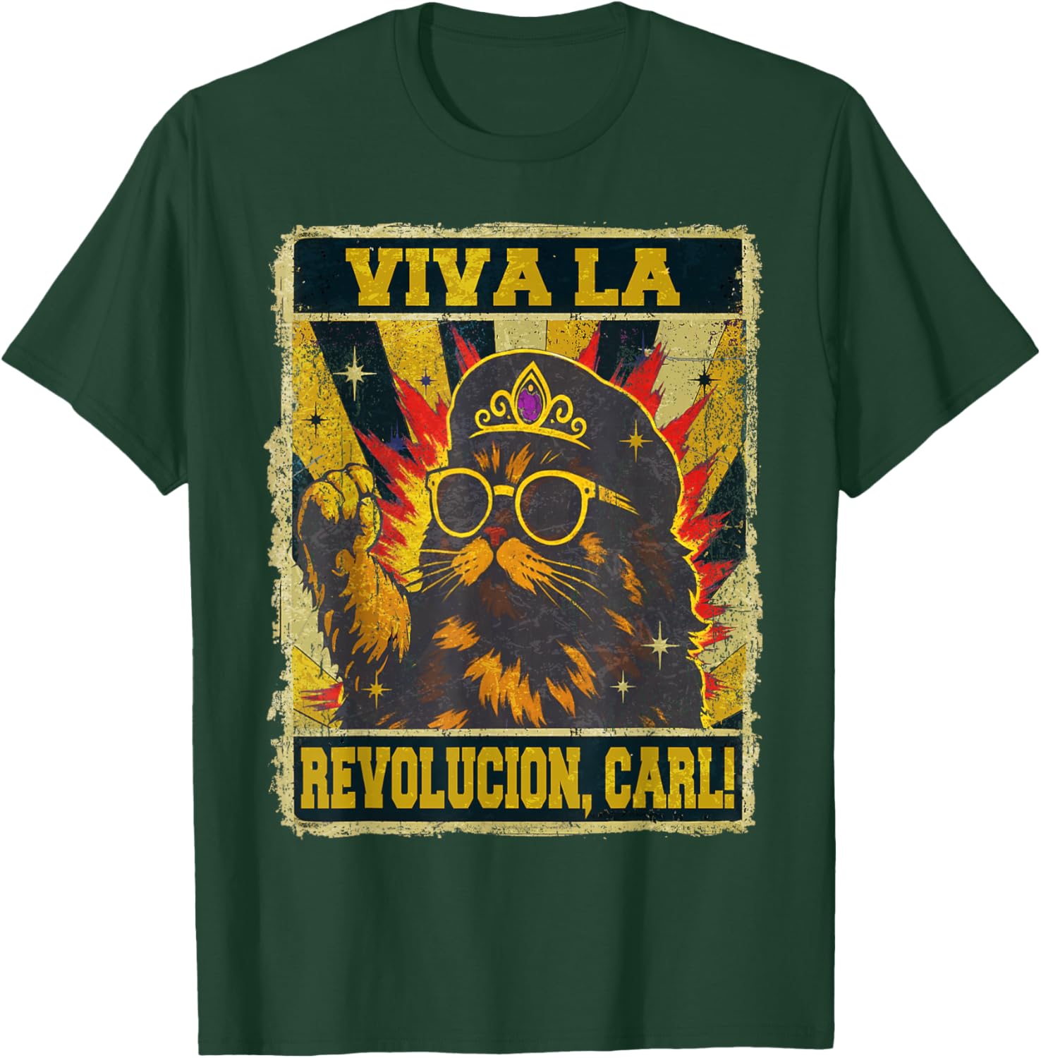 Viva La Revolucion Carl Funny Cat Lover T-Shirt - T-Shirt | Forest