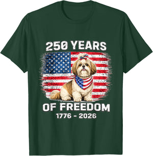 250 Years America Anniversary Shih tzu 250th Anniversary T-Shirt - T-Shirt | Forest
