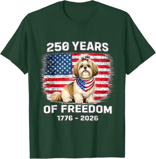 250 Years America Anniversary Shih tzu 250th Anniversary T-Shirt - T-Shirt | Forest