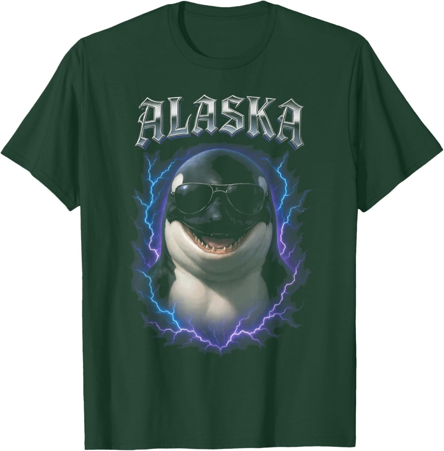 Alaska Whale Overloaded Graphic T-Shirt - T-Shirt | Forest