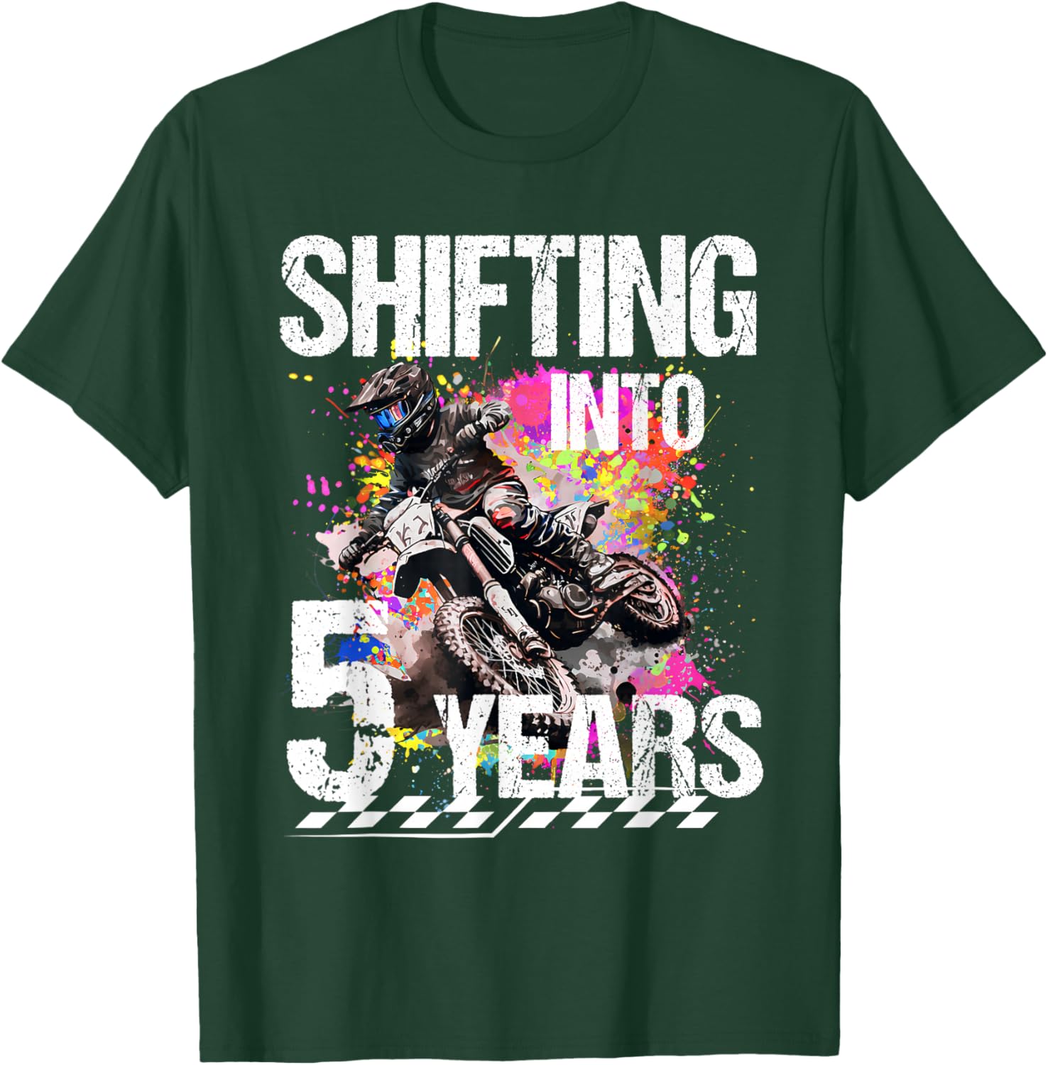 Shifting Into 5 Years Motocross Birthday Action Design T-Shirt - T-Shirt | Forest