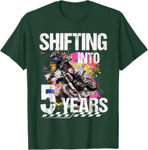 Shifting Into 5 Years Motocross Birthday Action Design T-Shirt - T-Shirt | Forest